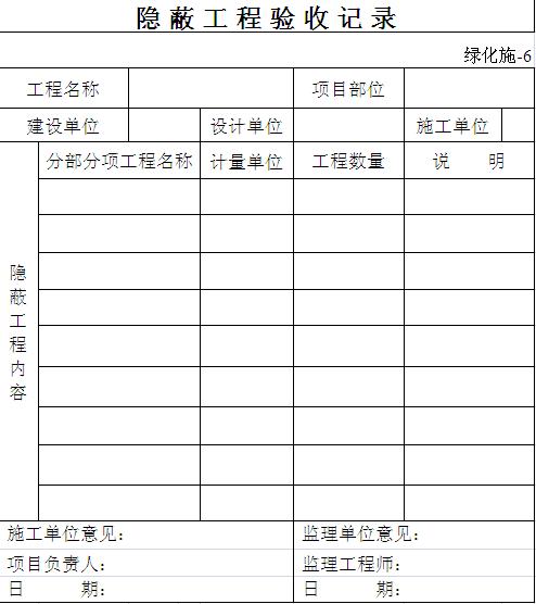 隱蔽工程驗(yàn)收記錄