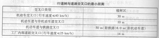 行道樹與道路交叉口的最小距離