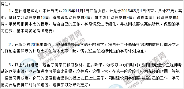 2016年造價工程師執(zhí)業(yè)資格考試備考階段學(xué)習(xí)計劃