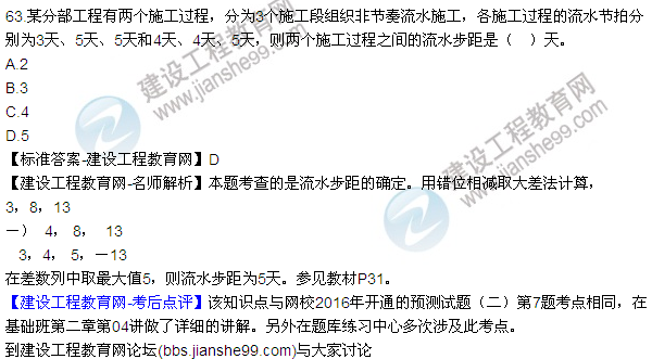 2016監(jiān)理質(zhì)量、投資、進(jìn)度控制試題及答案（43-63）