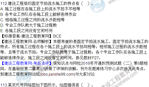 2016監(jiān)理質(zhì)量、投資、進(jìn)度控制試題及答案（106-120）
