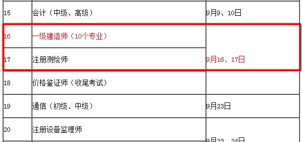 【考試時(shí)間公布】2017年一級(jí)建造師考試時(shí)間為9月16、17日