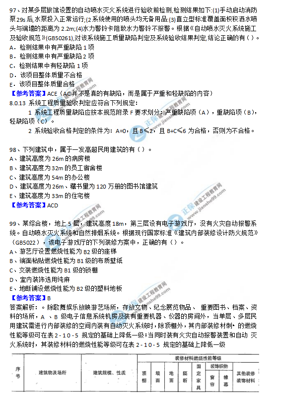 2018一級消防工程師《消防安全技術(shù)實務(wù)》試題及答案解析
