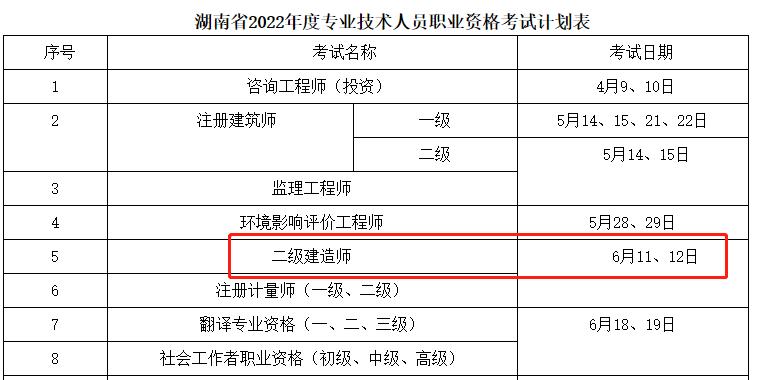 湖南二級建造師考試時間